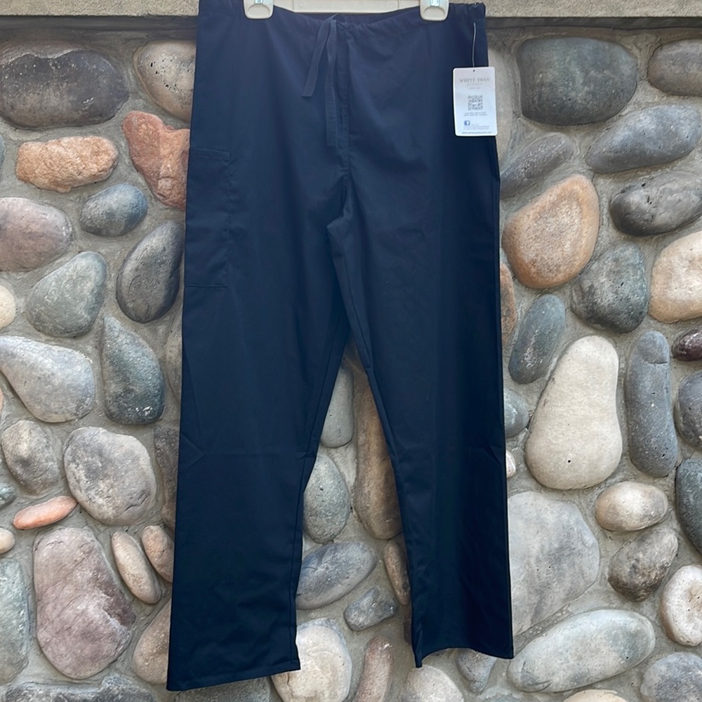 Fundamentals by White Swan Black Drawstring Pull On Scrub Pants Small New